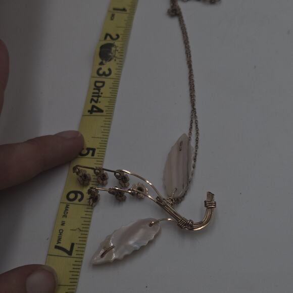 Victorian Antique Chain Brooch Gold Filled Moon Flowers Blue Topaz Glass Unique - Picture 7 of 8